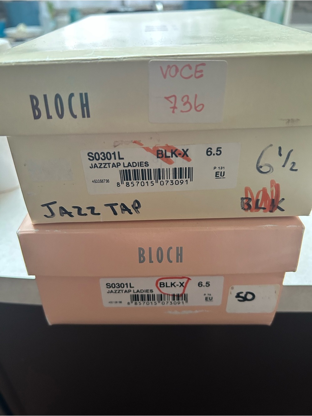 Bloch Shoe Boxes in Cream and Pink